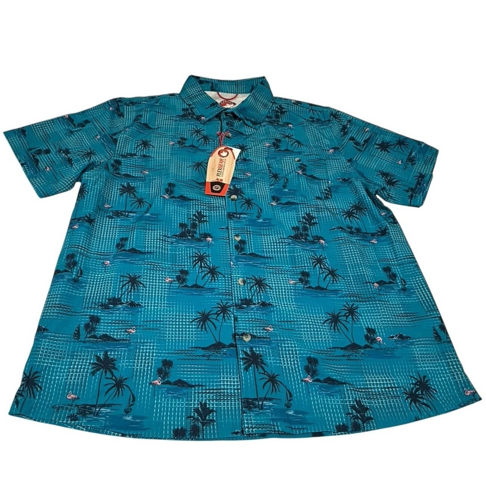 NWT‎ Canada Weather Gear Tropical Shirt Men's L Palm Tree Flamingo